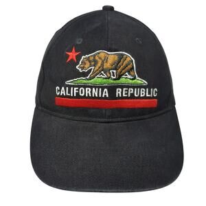 California Republic Strapback Baseball Cap Black One Size Adjustable Coastalista
